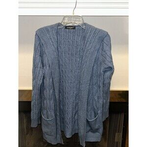 TRICOTONIC Long Hooded Cardigan Sweater with a cable knit design, Size S/M